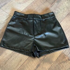 Black Faux Leather Women Shorts